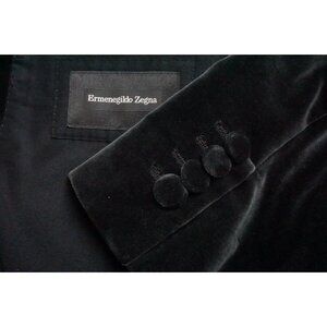 Ermenegildo Zegna Milano Velvet 100% Cotton Black Formal Jacket Coat Sz 50R BIG
